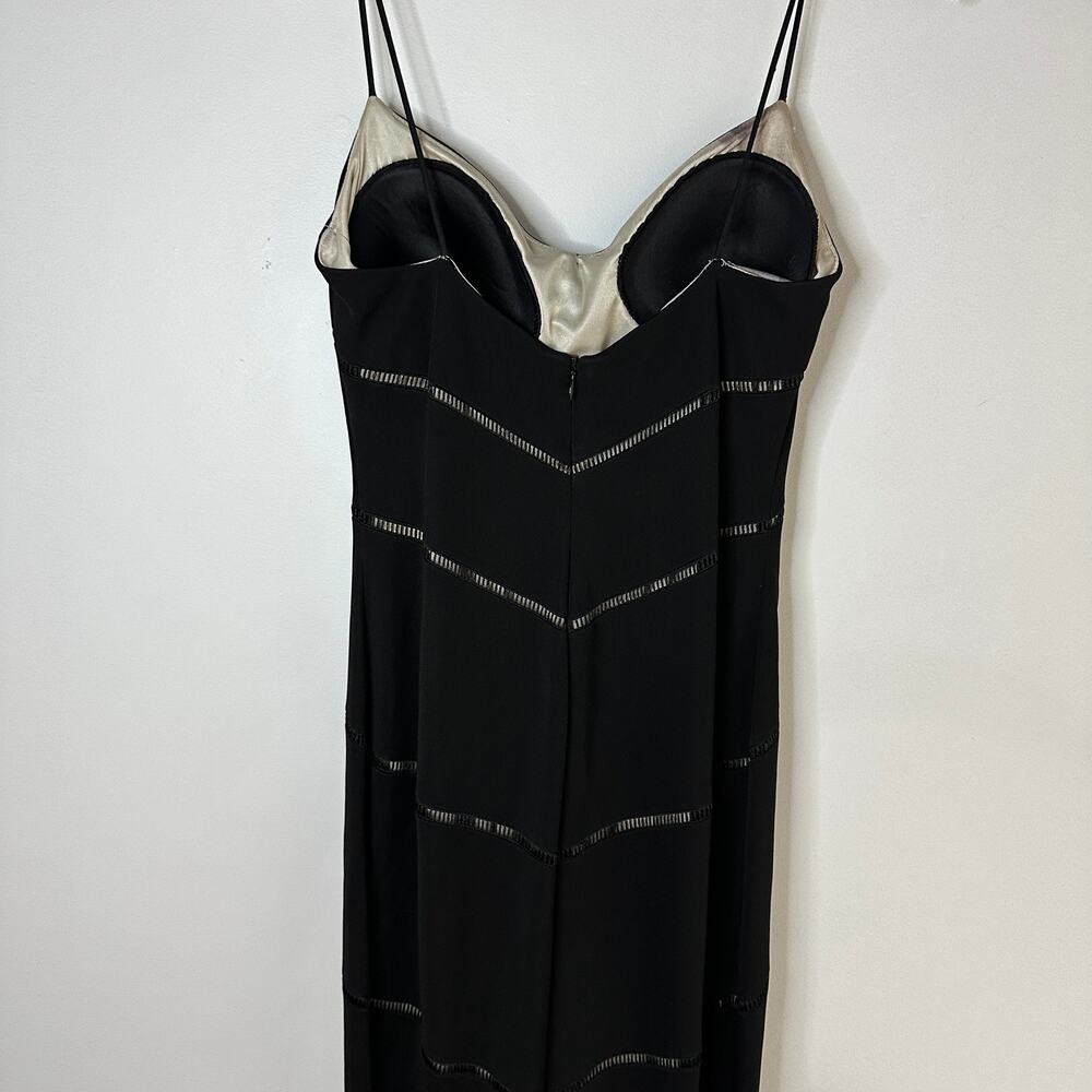 DAVID MEISTER Black Spaghetti Strap Padded Black Dress, Size 4 - Picture 3 of 11